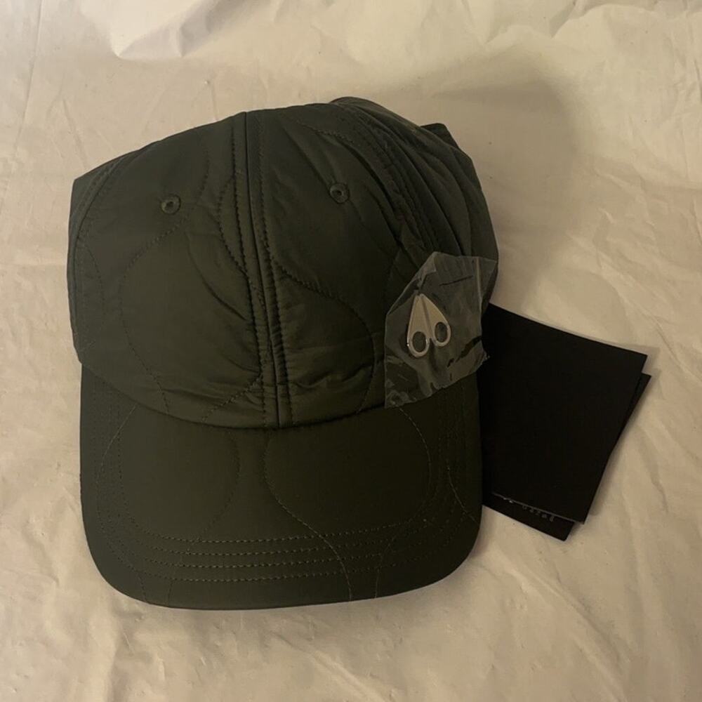 Moose Knuckles Rouge Beach Cap Hat Military Green Silver Logo NWT